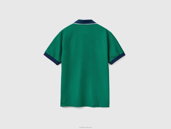 polo de manga corta con dobladillo en contraste NHBF1377 verde oscuro hombres Benetton