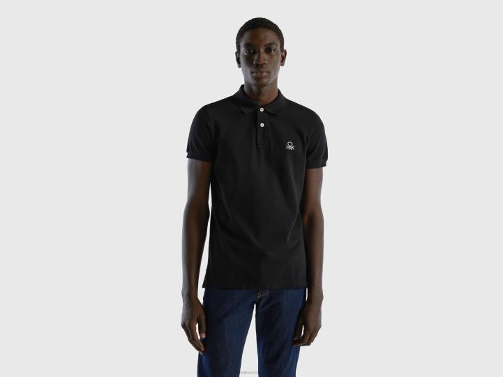 polo negro ajustado NHBF1411 negro hombres Benetton