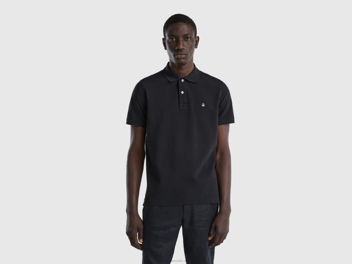 polo negro regular fit NHBF4604 negro hombres Benetton