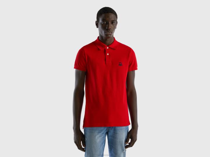 polo rojo ajustado NHBF4600 rojo hombres Benetton