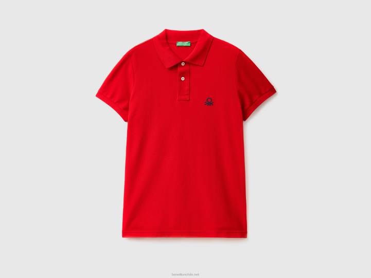 polo rojo ajustado NHBF4600 rojo hombres Benetton