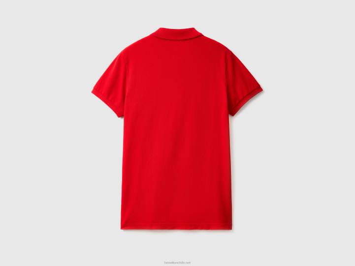 polo rojo ajustado NHBF4600 rojo hombres Benetton