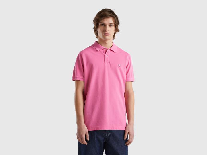 polo rosa regular fit NHBF4585 rosa hombres Benetton