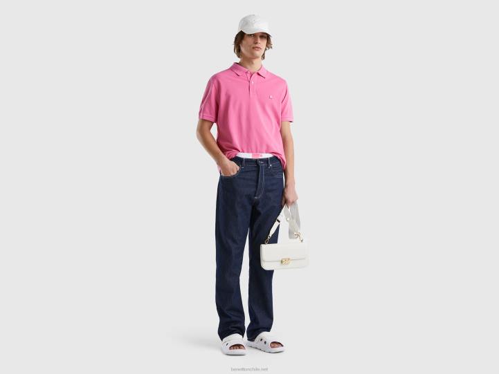 polo rosa regular fit NHBF4585 rosa hombres Benetton
