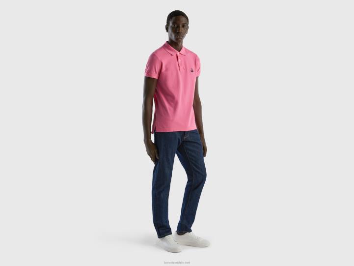polo rosa slim fit NHBF4570 rosa hombres Benetton