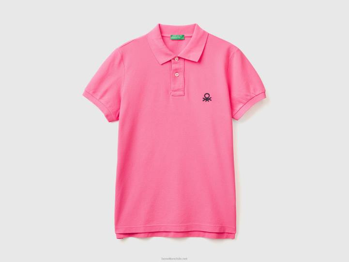 polo rosa slim fit NHBF4570 rosa hombres Benetton