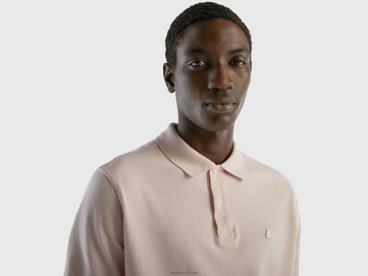 polo rosa suave de corte regular NHBF1373 Rosa suave hombres Benetton