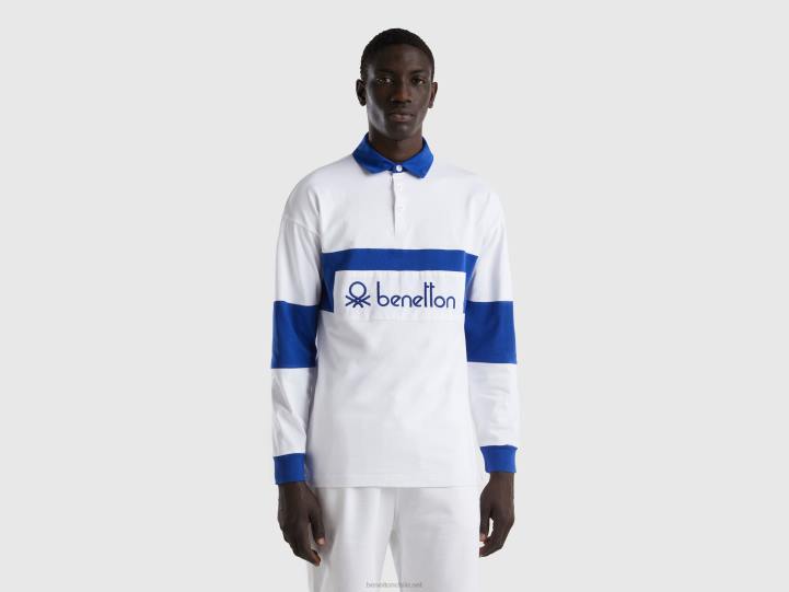 polo rugby de algodón orgánico NHBF4596 azul brillante hombres Benetton