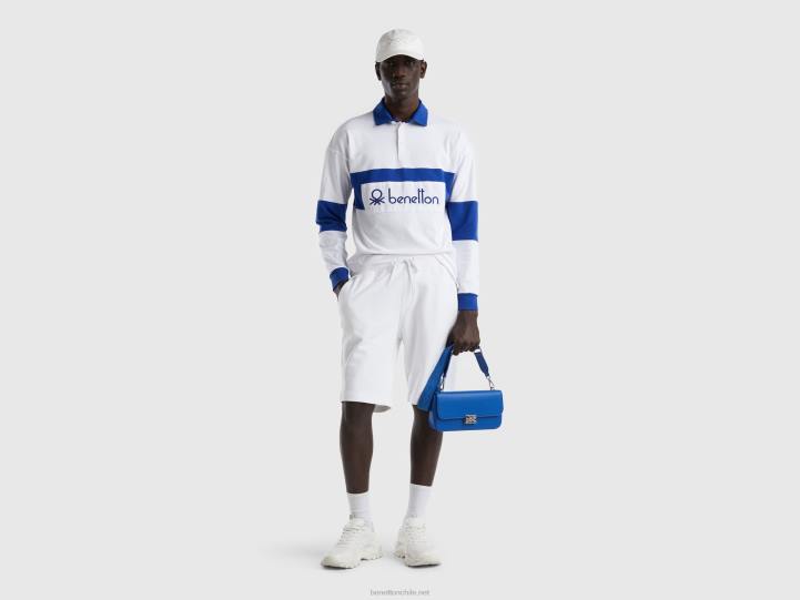 polo rugby de algodón orgánico NHBF4596 azul brillante hombres Benetton