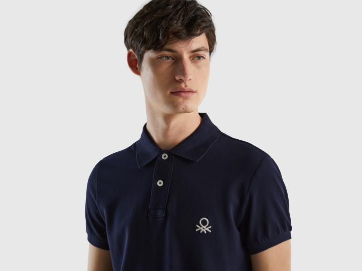 polo slim fit azul oscuro NHBF1410 azul oscuro hombres Benetton