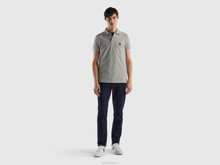 polo slim fit gris mã©lange NHBF4598 gris claro hombres Benetton