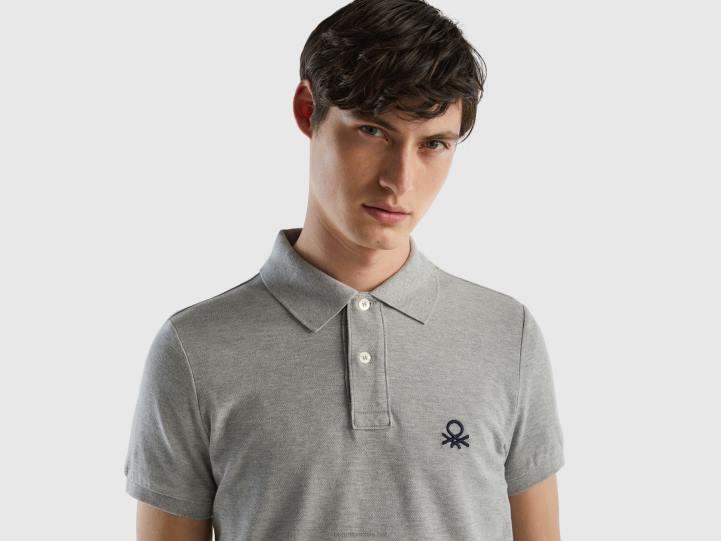polo slim fit gris mã©lange NHBF4598 gris claro hombres Benetton