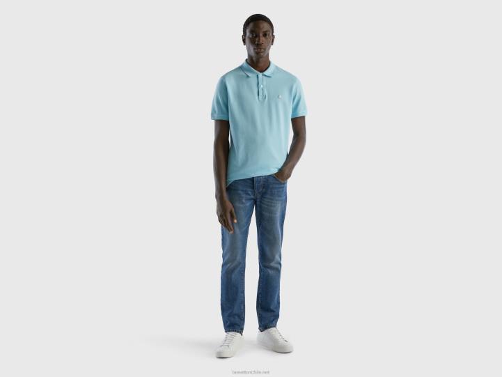polo turquesa regular fit NHBF1395 turquesa hombres Benetton