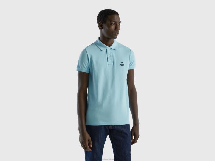 polo turquesa slim fit NHBF1385 turquesa hombres Benetton