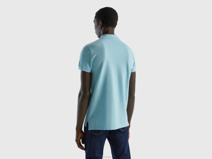 polo turquesa slim fit NHBF1385 turquesa hombres Benetton