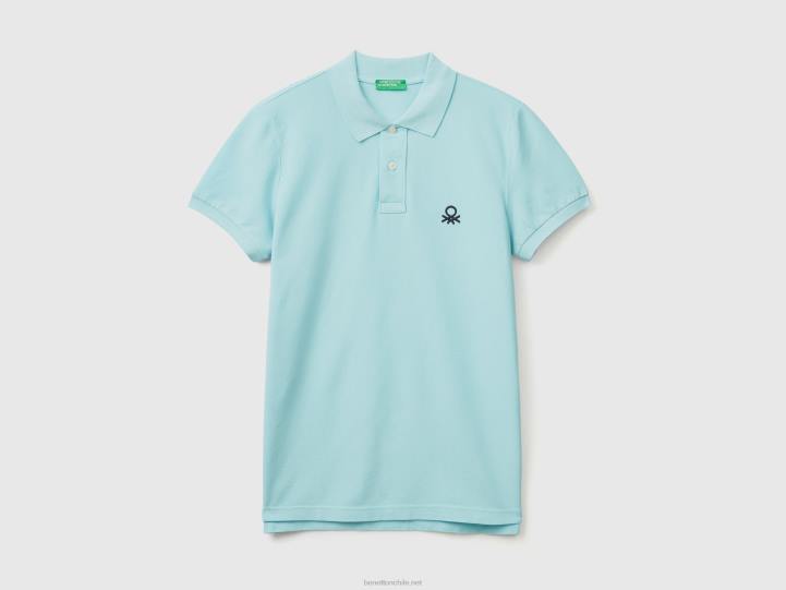 polo turquesa slim fit NHBF1385 turquesa hombres Benetton