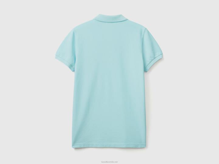 polo turquesa slim fit NHBF4569 turquesa hombres Benetton