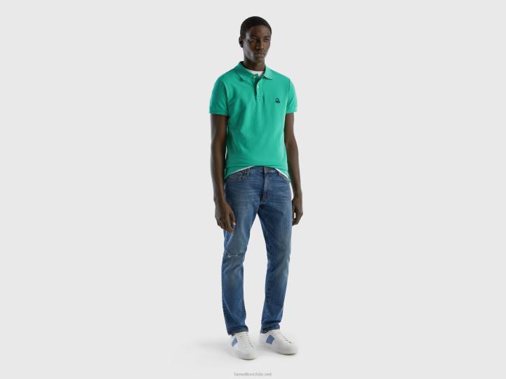 polo verde slim fit NHBF1376 verde hombres Benetton