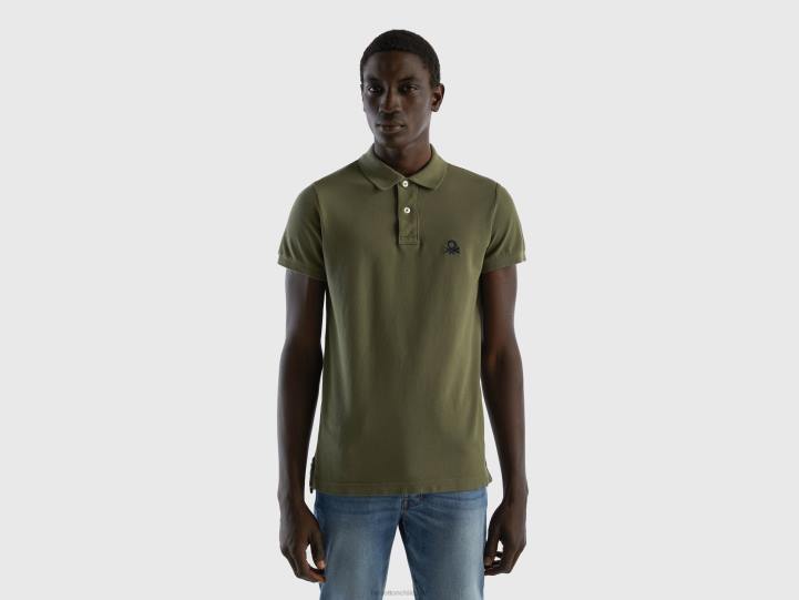 polo verde slim fit NHBF4580 verde militar hombres Benetton