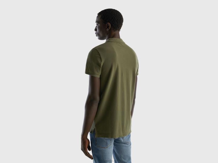 polo verde slim fit NHBF4580 verde militar hombres Benetton