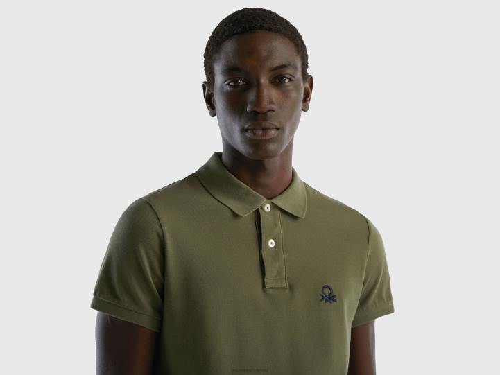 polo verde slim fit NHBF4580 verde militar hombres Benetton
