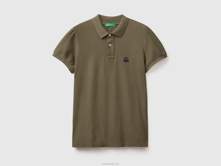 polo verde slim fit NHBF4580 verde militar hombres Benetton