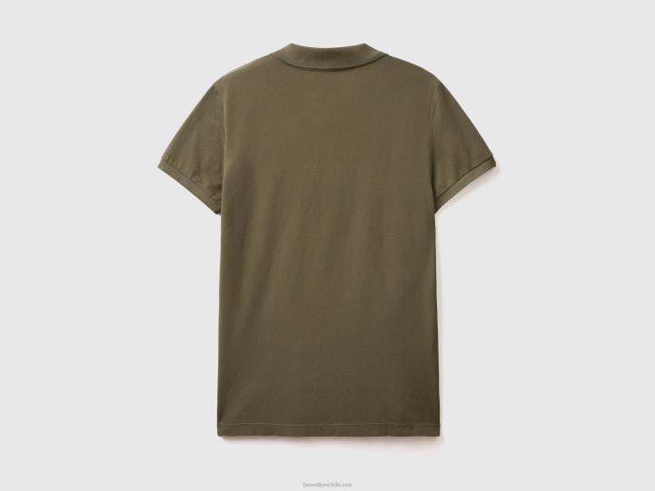 polo verde slim fit NHBF4580 verde militar hombres Benetton