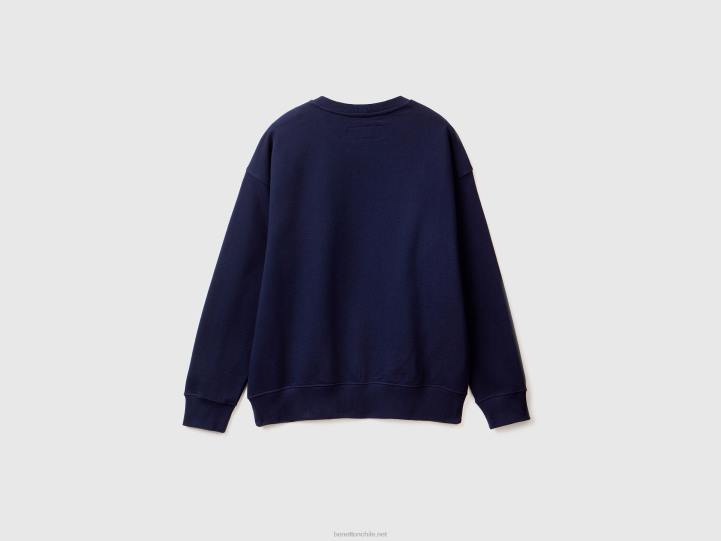 Sudadera 100% algodón NHBF1326 azul oscuro hombres Benetton