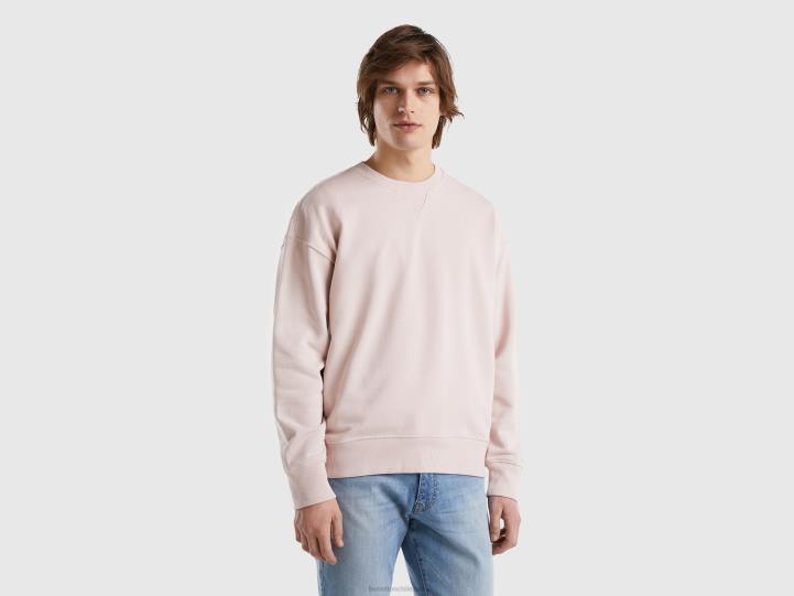 Sudadera 100% algodón NHBF1333 Rosa suave hombres Benetton