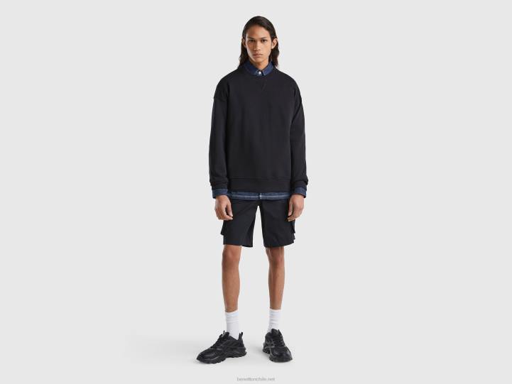 Sudadera 100% algodón NHBF1335 negro hombres Benetton