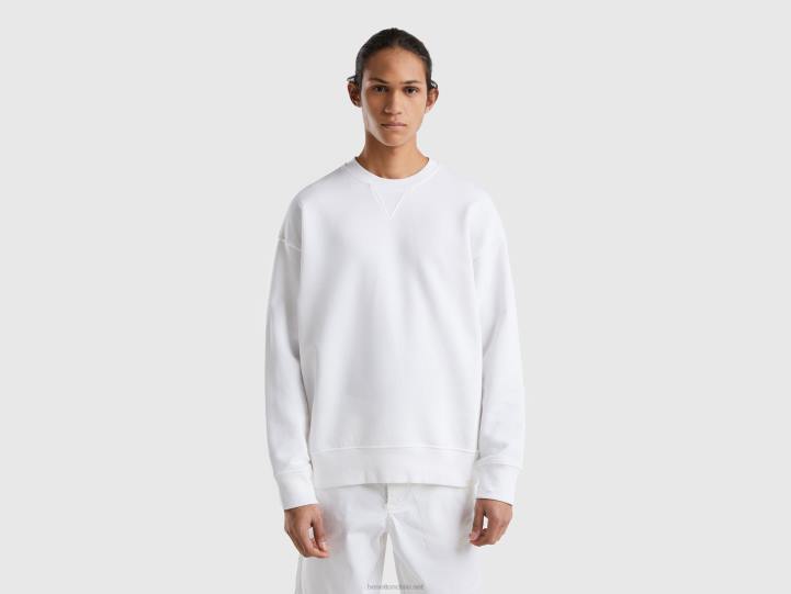 Sudadera 100% algodón NHBF1337 blanco hombres Benetton