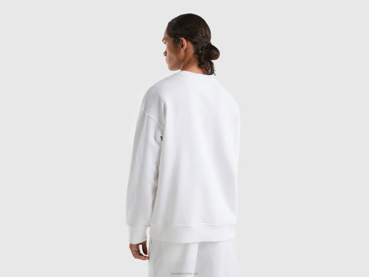Sudadera 100% algodón NHBF4526 blanco hombres Benetton