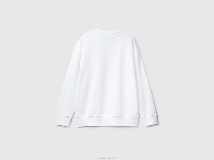Sudadera 100% algodón NHBF4526 blanco hombres Benetton