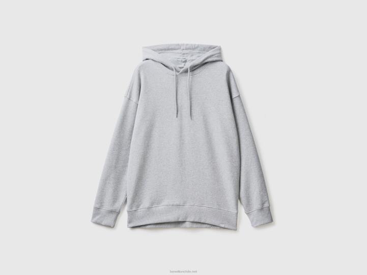 Sudadera con capucha 100% algodón NHBF4528 gris claro hombres Benetton
