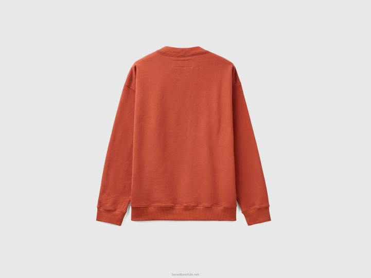 cálida sudadera con capucha con estampado NHBF1334 marrón hombres Benetton