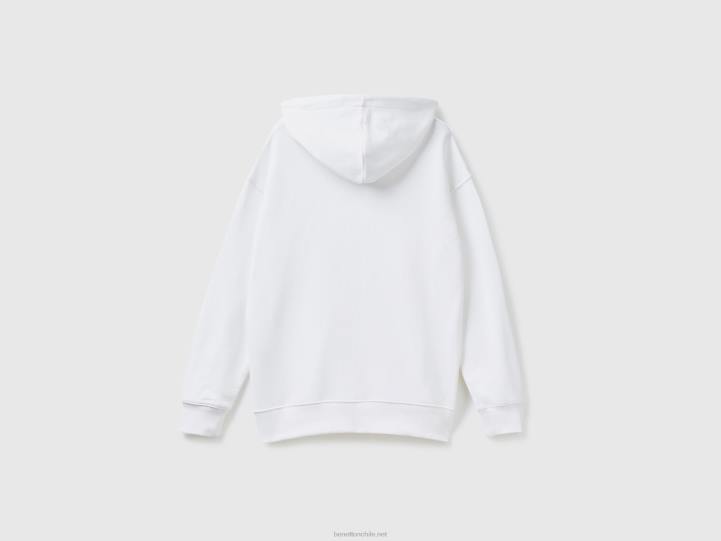 sudadera con capucha y cremallera en algodón NHBF1328 blanco hombres Benetton