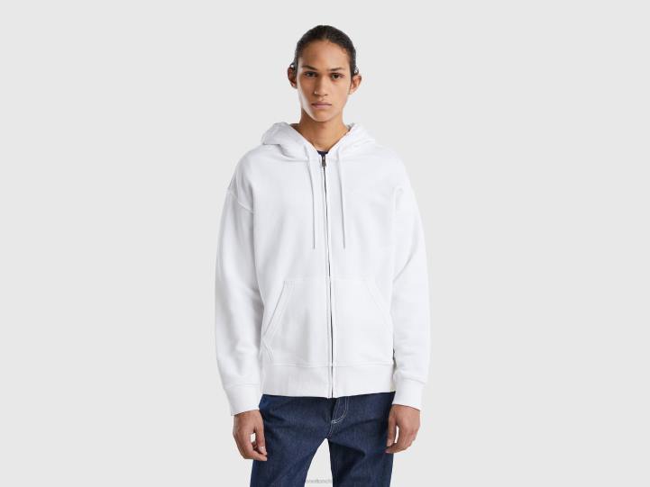 sudadera con capucha y cremallera en algodón NHBF4531 blanco hombres Benetton