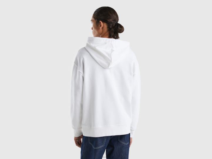 sudadera con capucha y cremallera en algodón NHBF4531 blanco hombres Benetton
