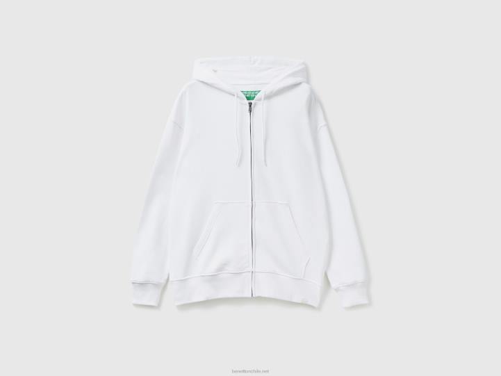 sudadera con capucha y cremallera en algodón NHBF4531 blanco hombres Benetton