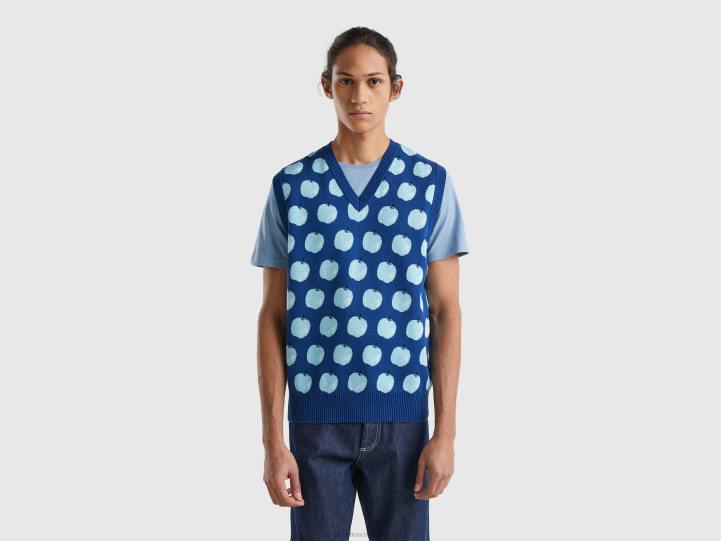 chaleco azul con estampado de manzanas NHBF1124 azul hombres Benetton