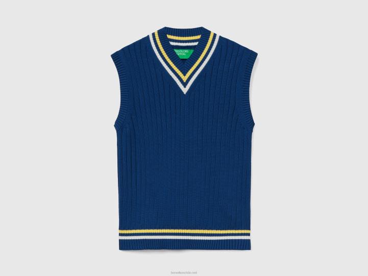 chaleco azul en puro algodón NHBF4363 azul hombres Benetton