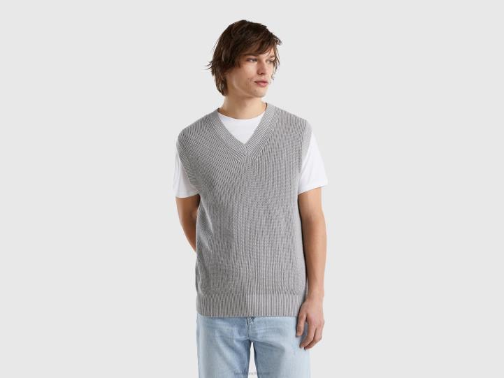 chaleco en puro algodón NHBF1146 gris claro hombres Benetton