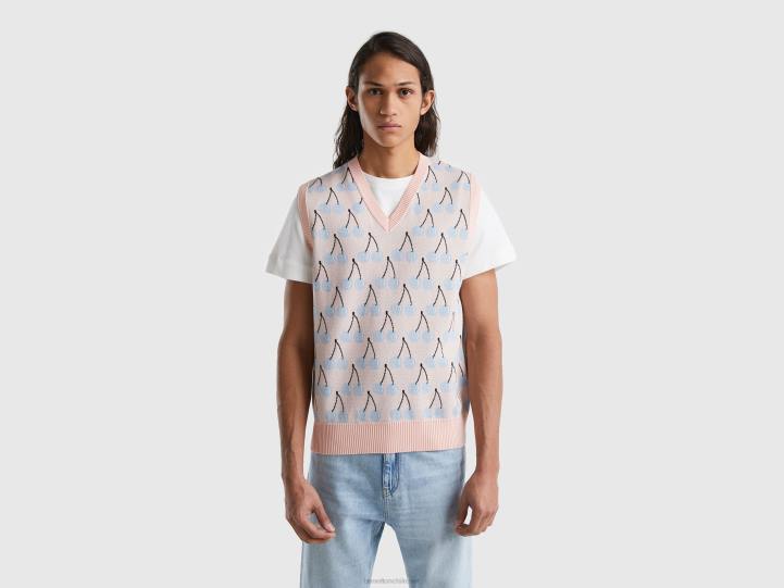 chaleco rosa con estampado de cerezas NHBF4367 rosa hombres Benetton