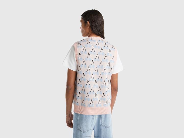chaleco rosa con estampado de cerezas NHBF4367 rosa hombres Benetton