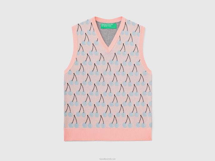 chaleco rosa con estampado de cerezas NHBF4367 rosa hombres Benetton