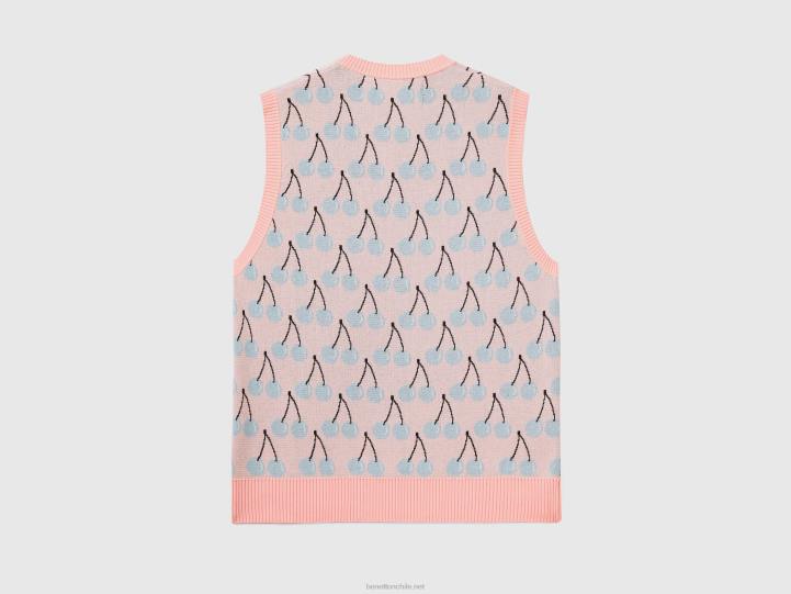 chaleco rosa con estampado de cerezas NHBF4367 rosa hombres Benetton