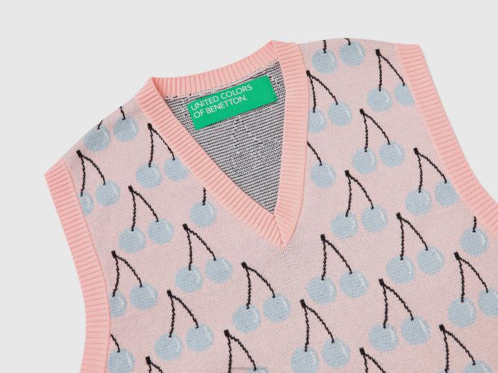 chaleco rosa con estampado de cerezas NHBF4367 rosa hombres Benetton