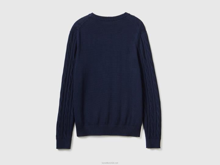 jersey de ochos NHBF1111 azul oscuro hombres Benetton