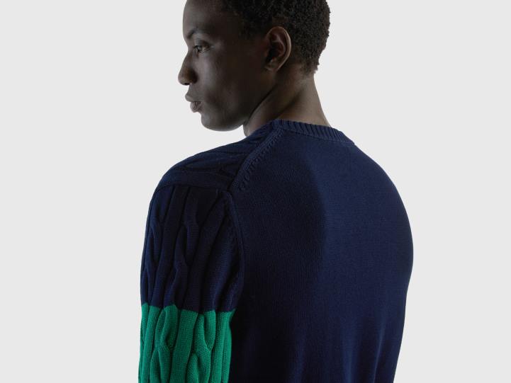 jersey de ochos NHBF1140 azul oscuro hombres Benetton