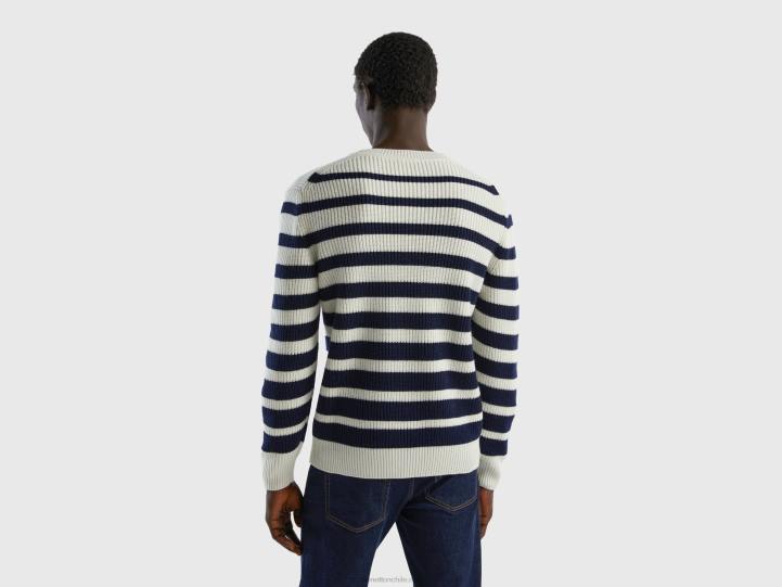 suéter a rayas en mezcla de lana NHBF1119 negro hombres Benetton